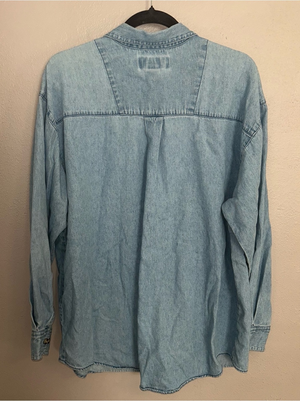 bill blass Light Blue Embroidered Denim Button-Down Shirt - Picture 4 of 4